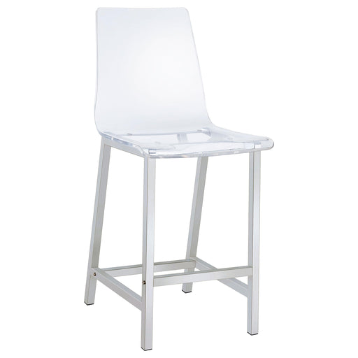 Juelia Counter Height Stools Chrome and Clear Acrylic (Set of 2) - CasaBella Furniture (San Antonio, TX)