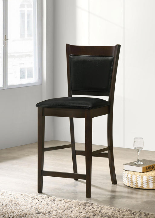 Jaden Upholstered Counter Height Stools Black and Espresso (Set of 2) - CasaBella Furniture (San Antonio, TX)