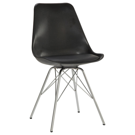 Juniper Armless Dining Chairs Black and Chrome (Set of 2) - CasaBella Furniture (San Antonio, TX)