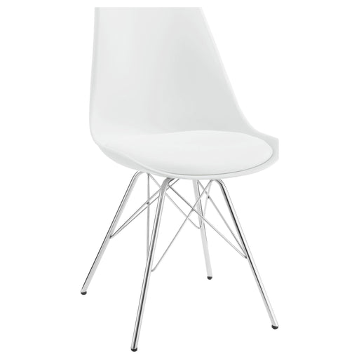 Juniper Armless Dining Chairs White and Chrome (Set of 2) - CasaBella Furniture (San Antonio, TX)