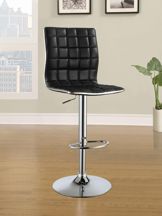 Ashbury Upholstered Adjustable Bar Stools Black and Chrome (Set of 2) - CasaBella Furniture (San Antonio, TX)