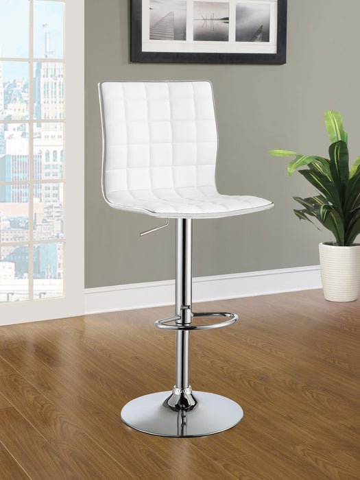Ashbury Upholstered Adjustable Bar Stools White and Chrome (Set of 2) - CasaBella Furniture (San Antonio, TX)