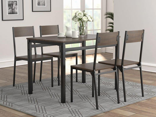 Lana 5-piece Rectangular Dining Table Set Dark Brown and Matte Black - CasaBella Furniture (San Antonio, TX)