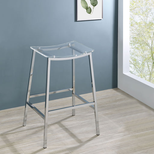 Jovani Acrylic Backless Bar Stools Clear and Chrome (Set of 2) - CasaBella Furniture (San Antonio, TX)