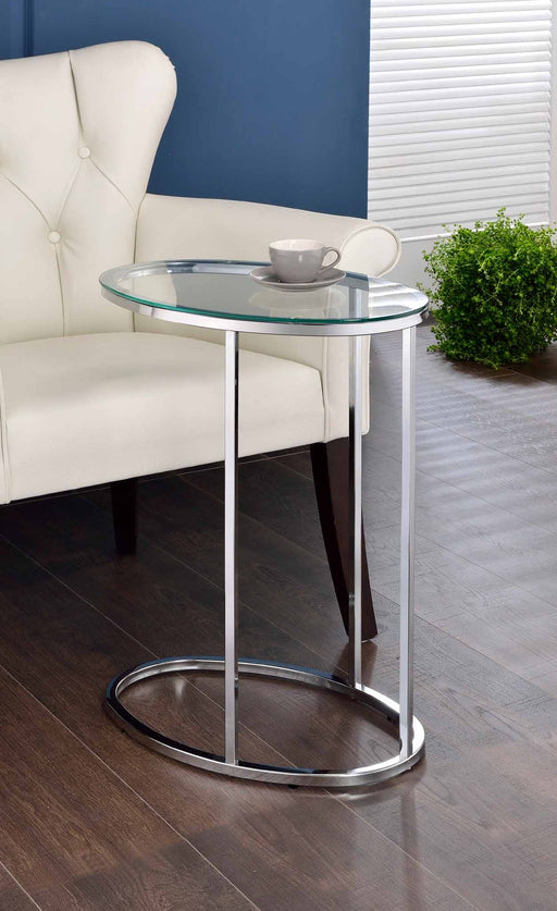 Kyle Oval Snack Table Chrome and Clear - CasaBella Furniture (San Antonio, TX)