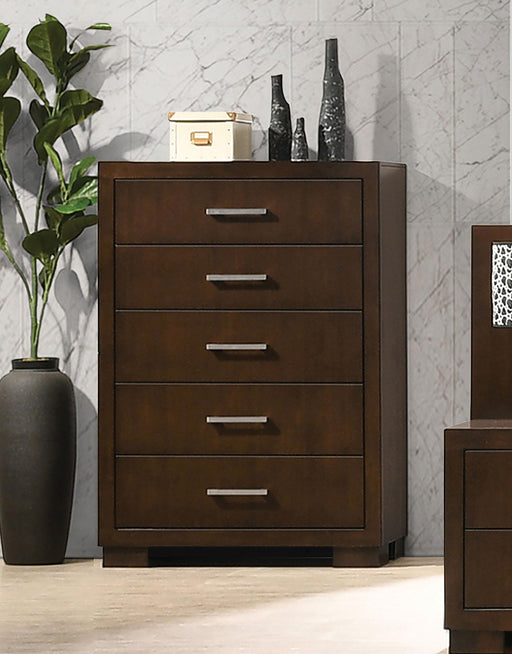 Jessica 5-drawer Chest Cappuccino - CasaBella Furniture (San Antonio, TX)