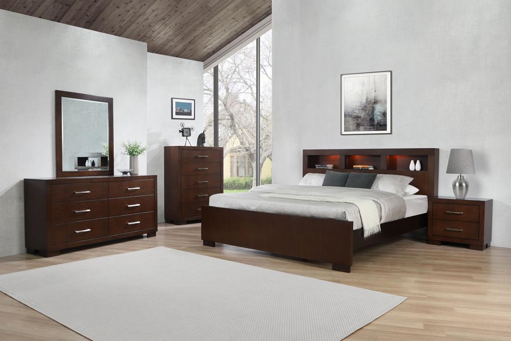 Jessica Bedroom Set with Bookcase Headboard Cappuccino - CasaBella Furniture (San Antonio, TX)
