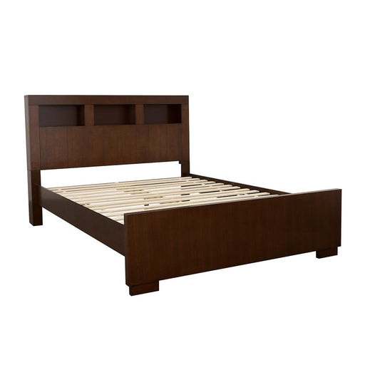 Jessica California King, E.king, & Queen Bed with Storage Headboard Cappuccino - CasaBella Furniture (San Antonio, TX)