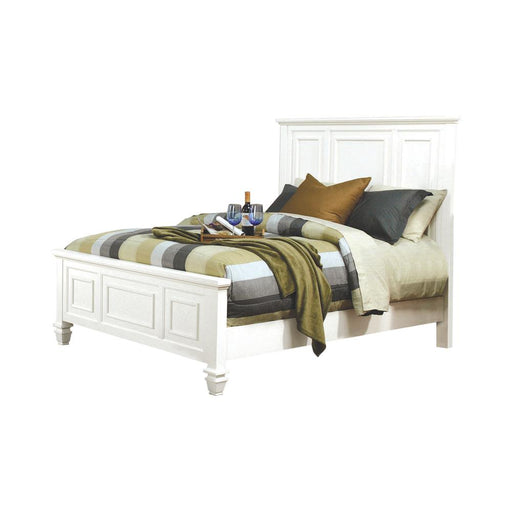 Sandy Beach Queen Panel Bed with High Headboard Cream White - CasaBella Furniture (San Antonio, TX)
