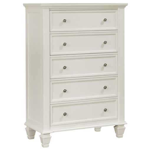 Sandy Beach 5-drawer Rectangular Chest Cream White - CasaBella Furniture (San Antonio, TX)