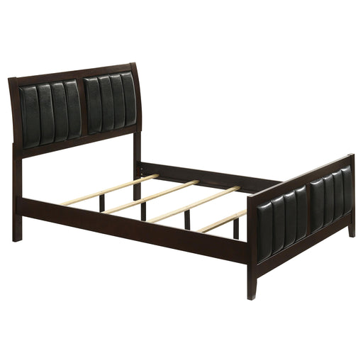 Carlton Full & Twin Upholstered Panel Bed Cappuccino and Black - CasaBella Furniture (San Antonio, TX)