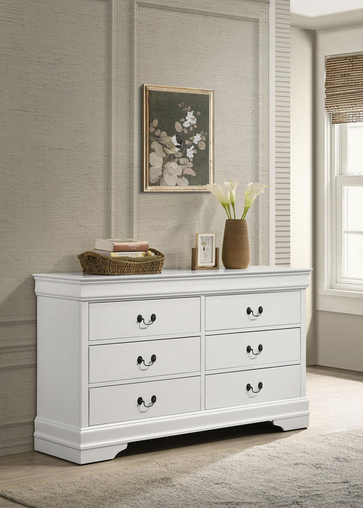 Louis Philippe 6-drawer Dresser White - CasaBella Furniture (San Antonio, TX)