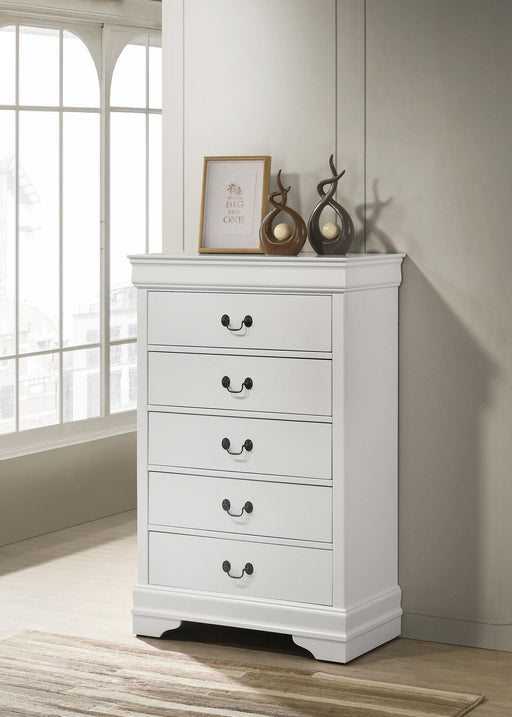 Louis Philippe 5-drawer Bedroom Chest White - CasaBella Furniture (San Antonio, TX)