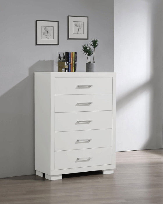Jessica 5-drawer Chest White - CasaBella Furniture (San Antonio, TX)