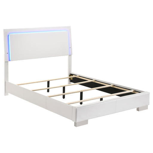 Felicity Full & Twin Panel Bed with LED Lighting Glossy White - CasaBella Furniture (San Antonio, TX)