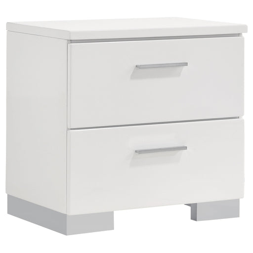 Felicity 2-drawer Nightstand Glossy White - CasaBella Furniture (San Antonio, TX)
