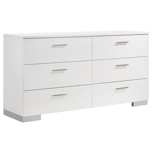 Felicity 6-drawer Dresser Glossy White - CasaBella Furniture (San Antonio, TX)