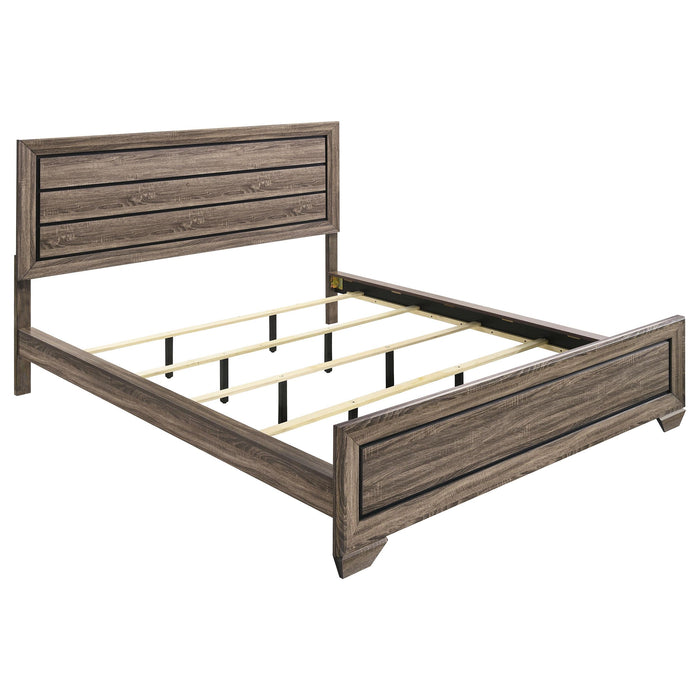 Kauffman California King, E.king, & Queen Panel Bed Washed Taupe - CasaBella Furniture (San Antonio, TX)