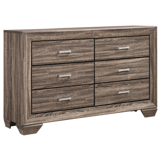 Kauffman 6-drawer Dresser Washed Taupe - CasaBella Furniture (San Antonio, TX)