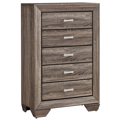 Kauffman 5-drawer Chest Washed Taupe - CasaBella Furniture (San Antonio, TX)