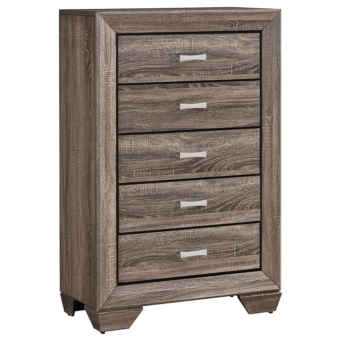 Kauffman 5-drawer Chest Washed Taupe - CasaBella Furniture (San Antonio, TX)