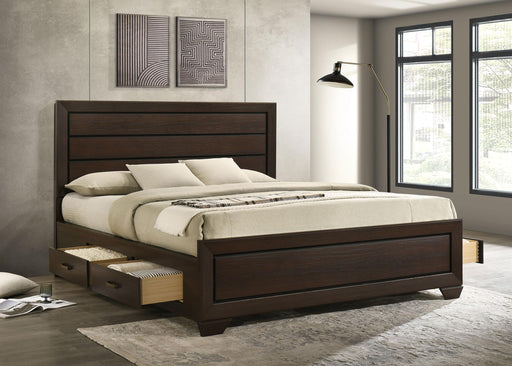 Kauffman California King, Eastren king, & Queen Storage Bed Dark Cocoa - CasaBella Furniture (San Antonio, TX)