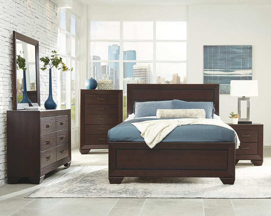Kauffman Bedroom Set with High Straight Headboard - CasaBella Furniture (San Antonio, TX)