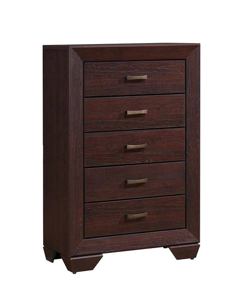 Kauffman 5-drawer Chest Dark Cocoa - CasaBella Furniture (San Antonio, TX)