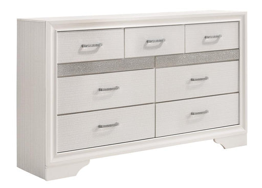 Miranda 7-drawer Dresser White and Rhinestone - CasaBella Furniture (San Antonio, TX)