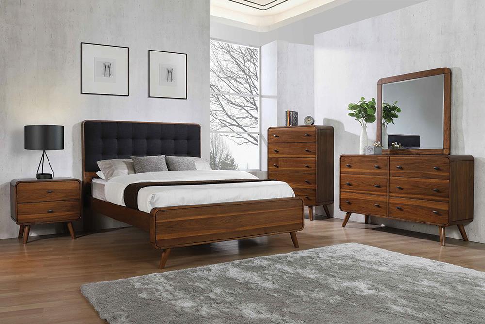 Robyn Bedroom Set with Upholstered Tufted Headboard Dark Walnut - CasaBella Furniture (San Antonio, TX)