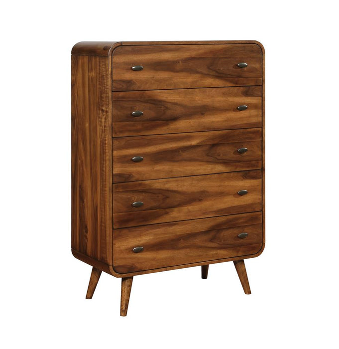 Robyn 5-drawer Chest Dark Walnut - CasaBella Furniture (San Antonio, TX)