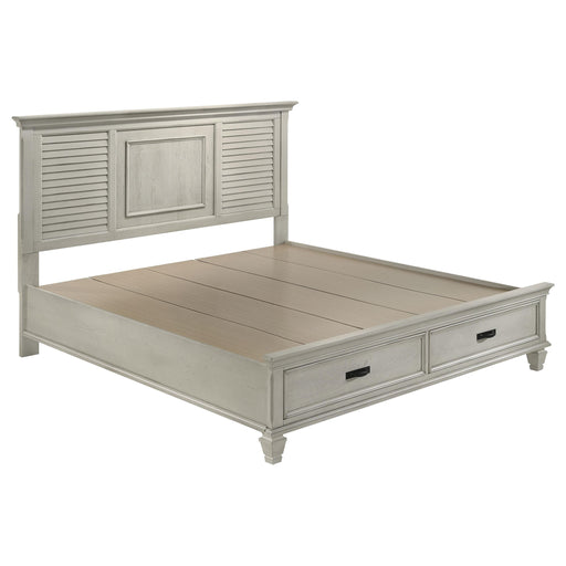 Franco Eastern King & Queen Storage Bed Antique White - CasaBella Furniture (San Antonio, TX)
