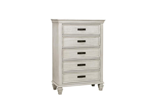 Franco 5-drawer Chest Antique White - CasaBella Furniture (San Antonio, TX)