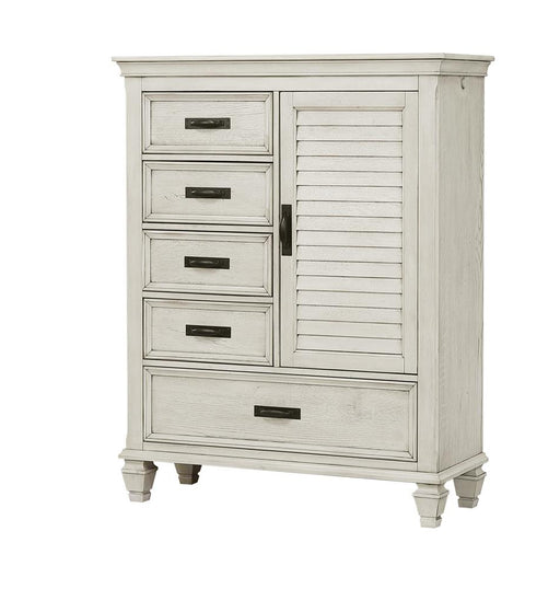 Franco 5-drawer Door Chest Antique White - CasaBella Furniture (San Antonio, TX)