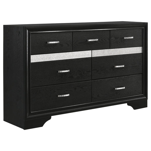 Miranda 7-drawer Dresser Black and Rhinestone - CasaBella Furniture (San Antonio, TX)