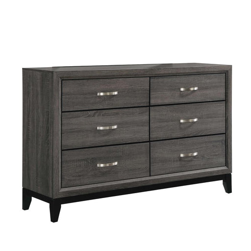 Watson 6-drawer Dresser Grey Oak and Black - CasaBella Furniture (San Antonio, TX)