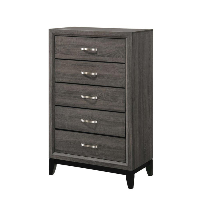 Watson 5-drawer Chest Grey Oak and Black - CasaBella Furniture (San Antonio, TX)