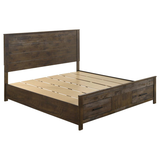 Woodmont Eastern King & Queen Storage Bed Rustic Golden Brown - CasaBella Furniture (San Antonio, TX)