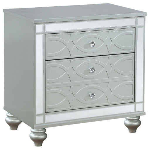 Gunnison 2-drawer Nightstand Silver Metallic - CasaBella Furniture (San Antonio, TX)