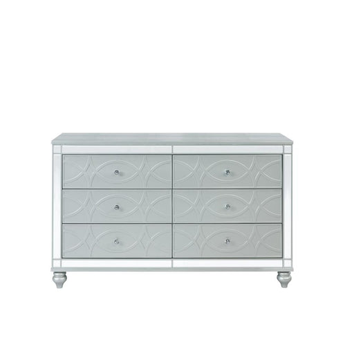 Gunnison 6-drawer Dresser Silver Metallic - CasaBella Furniture (San Antonio, TX)