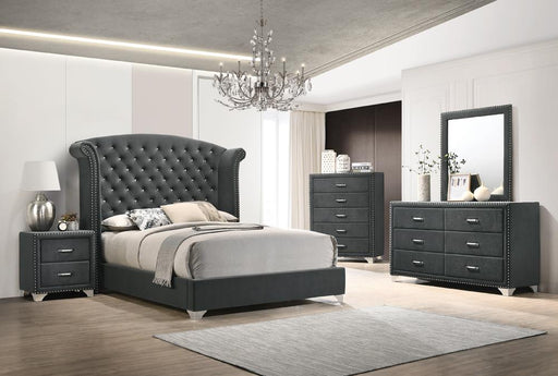 Melody 5-piece Queen Tufted Upholstered Bedroom Set Grey - CasaBella Furniture (San Antonio, TX)