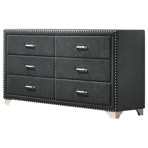 Melody 6-drawer Upholstered Dresser Grey - CasaBella Furniture (San Antonio, TX)
