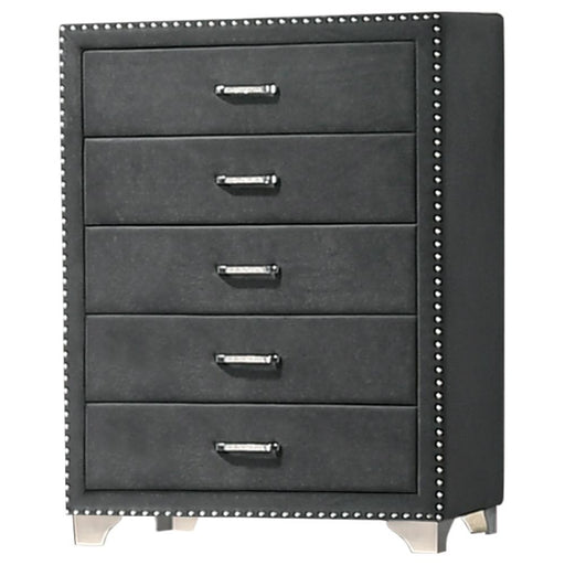 Melody 5-drawer Upholstered Chest Grey - CasaBella Furniture (San Antonio, TX)
