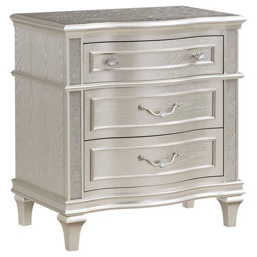 Evangeline 3-drawer Nightstand Silver Oak - CasaBella Furniture (San Antonio, TX)