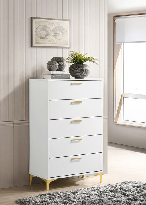 Kendall 5-drawer Chest White - CasaBella Furniture (San Antonio, TX)