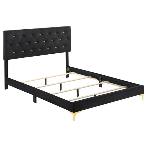 Kendall Panel Bed E.King, & Queen Black & White - CasaBella Furniture (San Antonio, TX)