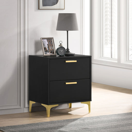 Kendall 2-drawer Nightstand Black and Gold - CasaBella Furniture (San Antonio, TX)