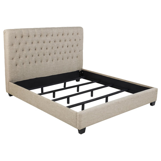 Chloe Tufted Upholstered Eastern King Bed Oatmeal - CasaBella Furniture (San Antonio, TX)