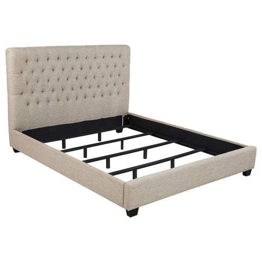 Chloe Tufted Upholstered California King Bed Oatmeal - CasaBella Furniture (San Antonio, TX)