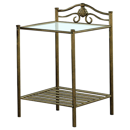 Sydney 2-shlef Nightstand Antique Brushed Gold - CasaBella Furniture (San Antonio, TX)